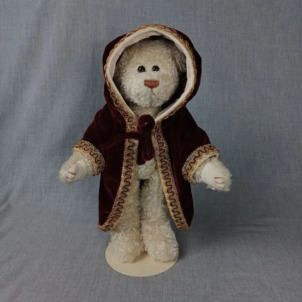 Ty Attic Treasures Gem White Bear Stuffed Dark Red Cape Robe Festive Holiday